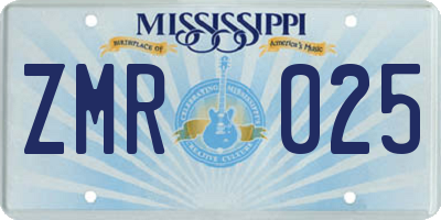MS license plate ZMR025