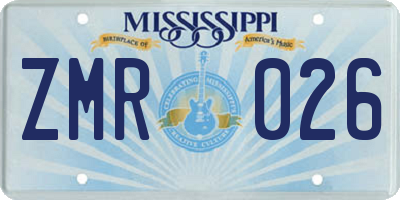 MS license plate ZMR026
