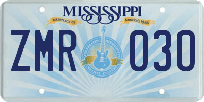 MS license plate ZMR030