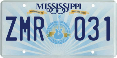 MS license plate ZMR031