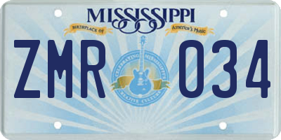 MS license plate ZMR034