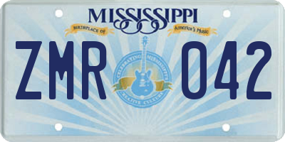 MS license plate ZMR042