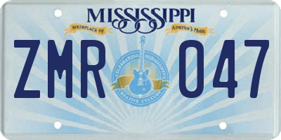 MS license plate ZMR047