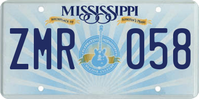 MS license plate ZMR058
