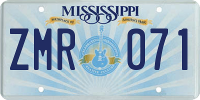MS license plate ZMR071