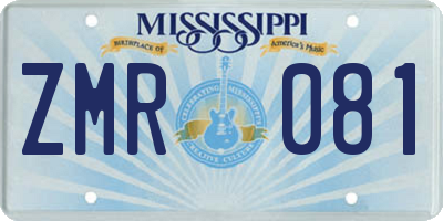 MS license plate ZMR081