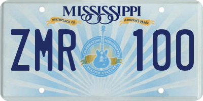 MS license plate ZMR100