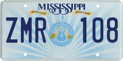 MS license plate ZMR108