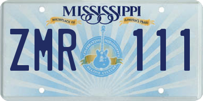 MS license plate ZMR111