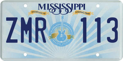 MS license plate ZMR113
