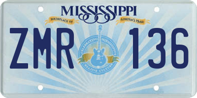 MS license plate ZMR136