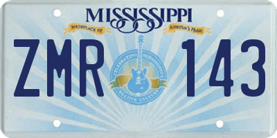 MS license plate ZMR143