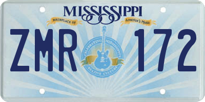 MS license plate ZMR172