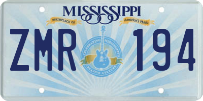 MS license plate ZMR194