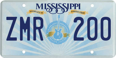 MS license plate ZMR200