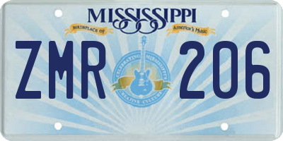 MS license plate ZMR206