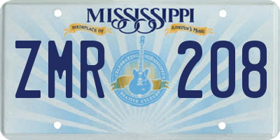 MS license plate ZMR208