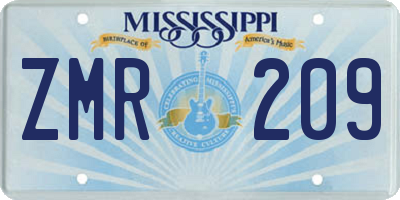 MS license plate ZMR209