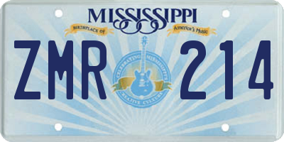 MS license plate ZMR214