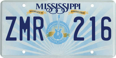 MS license plate ZMR216