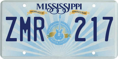 MS license plate ZMR217
