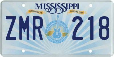 MS license plate ZMR218
