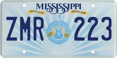 MS license plate ZMR223