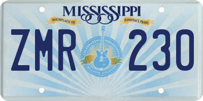 MS license plate ZMR230