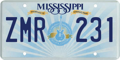 MS license plate ZMR231