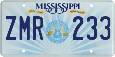 MS license plate ZMR233