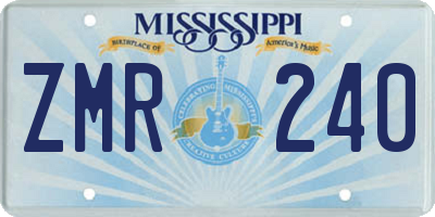 MS license plate ZMR240