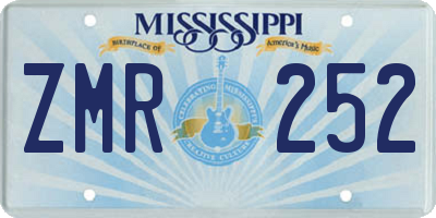 MS license plate ZMR252