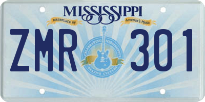MS license plate ZMR301