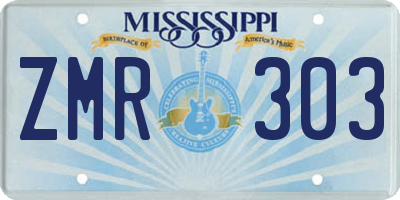 MS license plate ZMR303