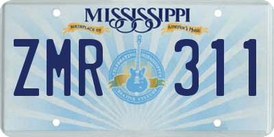 MS license plate ZMR311