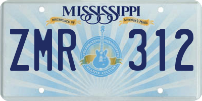 MS license plate ZMR312