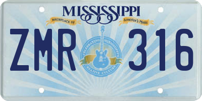 MS license plate ZMR316