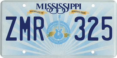 MS license plate ZMR325