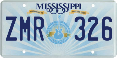 MS license plate ZMR326
