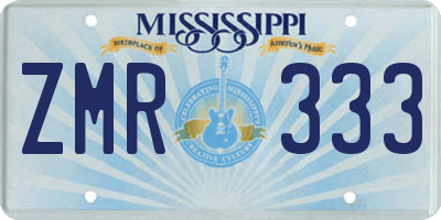 MS license plate ZMR333