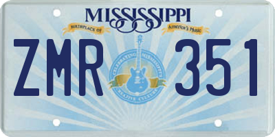 MS license plate ZMR351