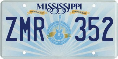 MS license plate ZMR352