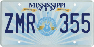 MS license plate ZMR355