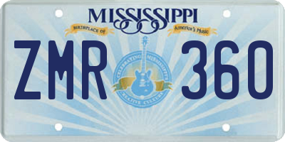 MS license plate ZMR360