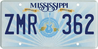 MS license plate ZMR362