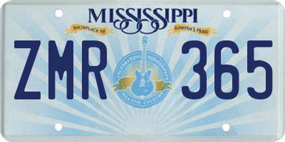 MS license plate ZMR365
