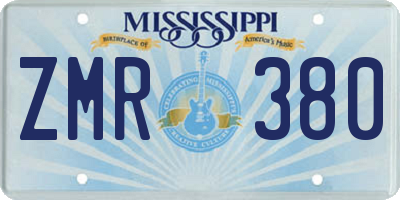 MS license plate ZMR380
