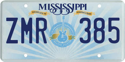 MS license plate ZMR385