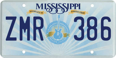 MS license plate ZMR386