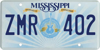 MS license plate ZMR402